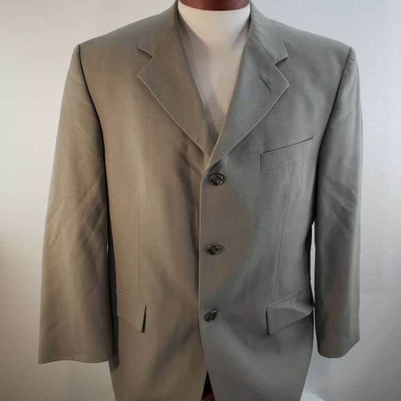 Alexandre London Savile Row‎ Suit Jacket Sports Coat Wool 2 Button 40S Gray Sage - Picture 12 of 12